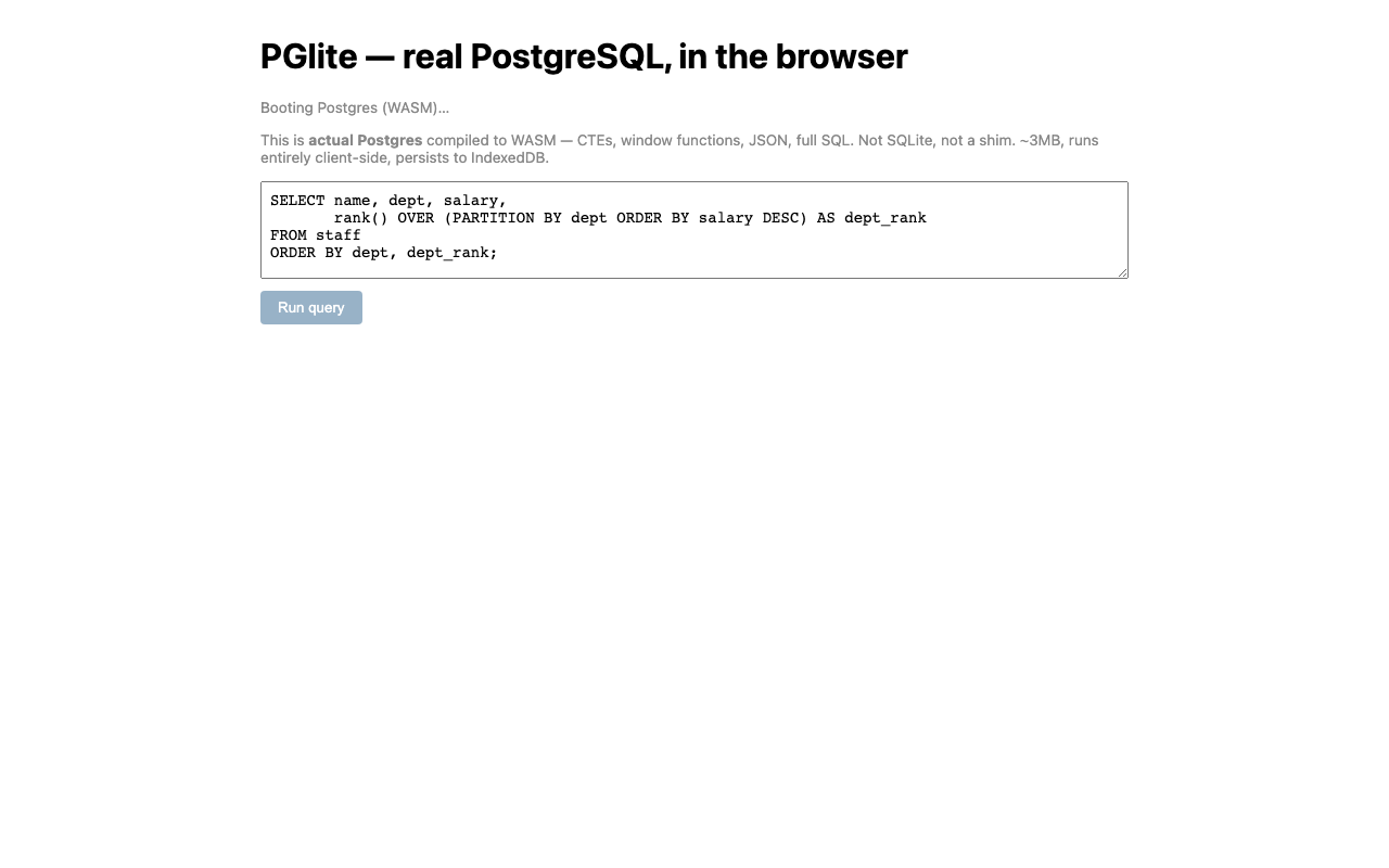 pglite (Postgres WASM)