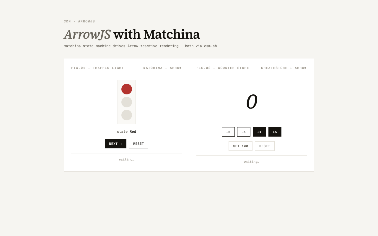 matchina + ArrowJS